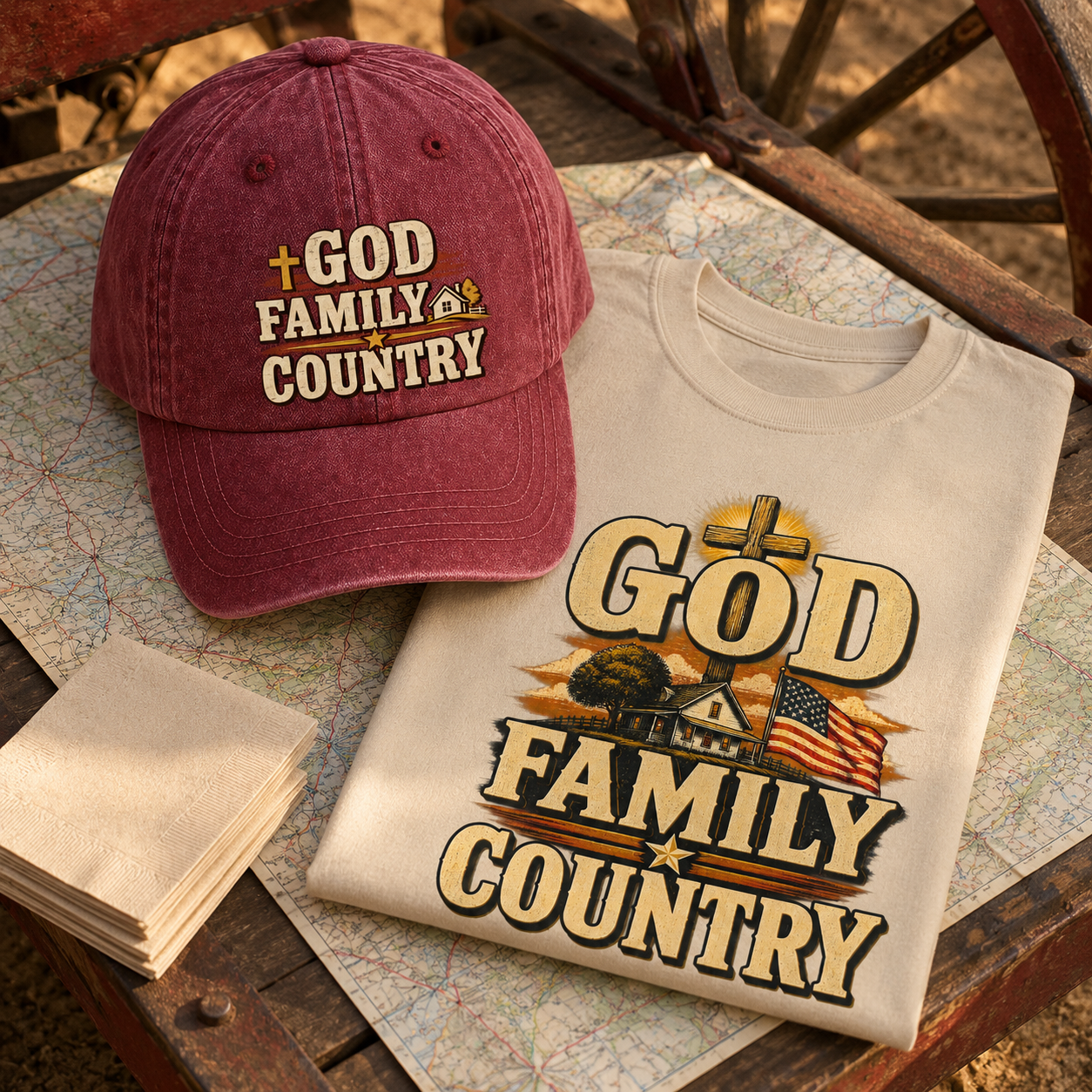 "God Family Country" Vintage Washed Cap