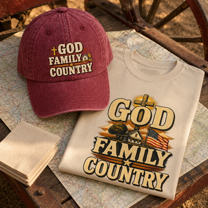 "God Family Country" Vintage Washed Cap