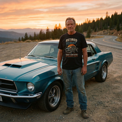 "Retired and Rebuilt: Body Contains Aftermarket Parts" Funny Vintage T-Shirt