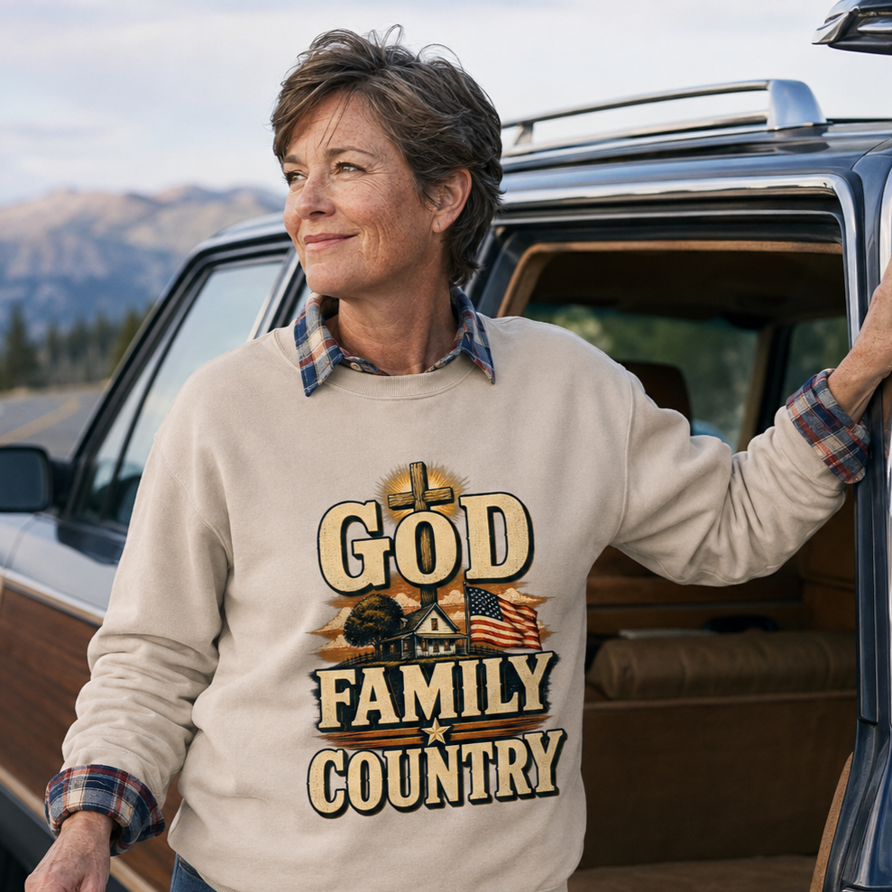 "God Family Country" Vintage Sweatshirt