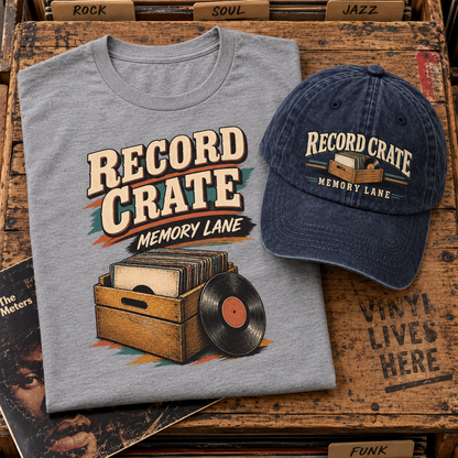 "Record Crate. Memory Lane" Vintage Washed Cap