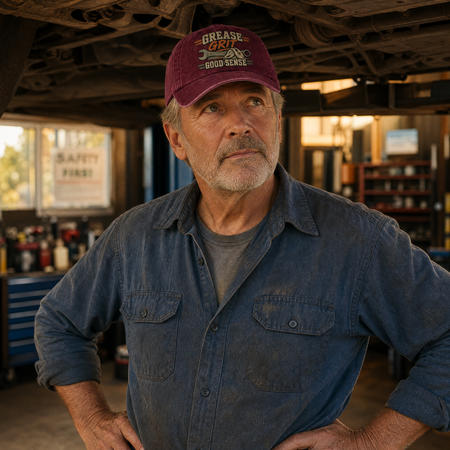 "Grease Grit Good Sense" Vintage Washed Cap