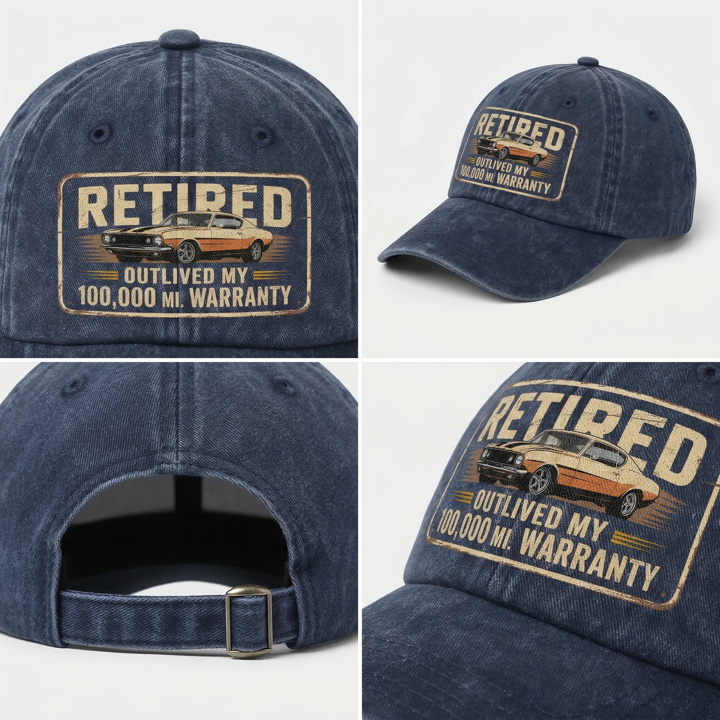 "Retired Outlived My 100,000 Mile Warranty" Vintage Washed Cap