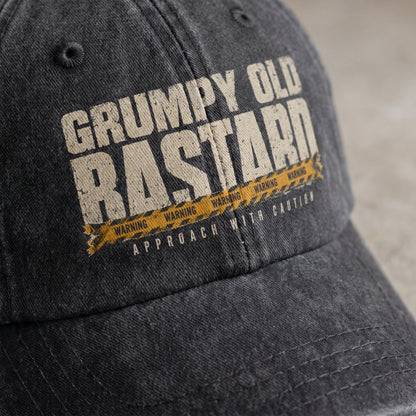 "Grumpy Old Bastard Approach with Caution" Vintage Washed Cap
