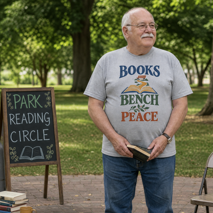 "Books Bench Peace" Vintage T-Shirt