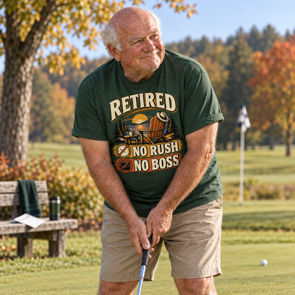 "Retired. No Rush No Boss" Vintage T-Shirt