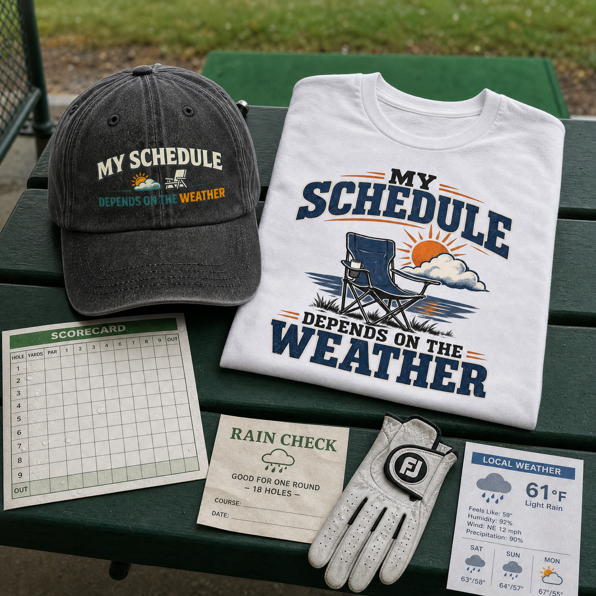 "My Schedule Depends On The Weather" Vintage Washed Cap