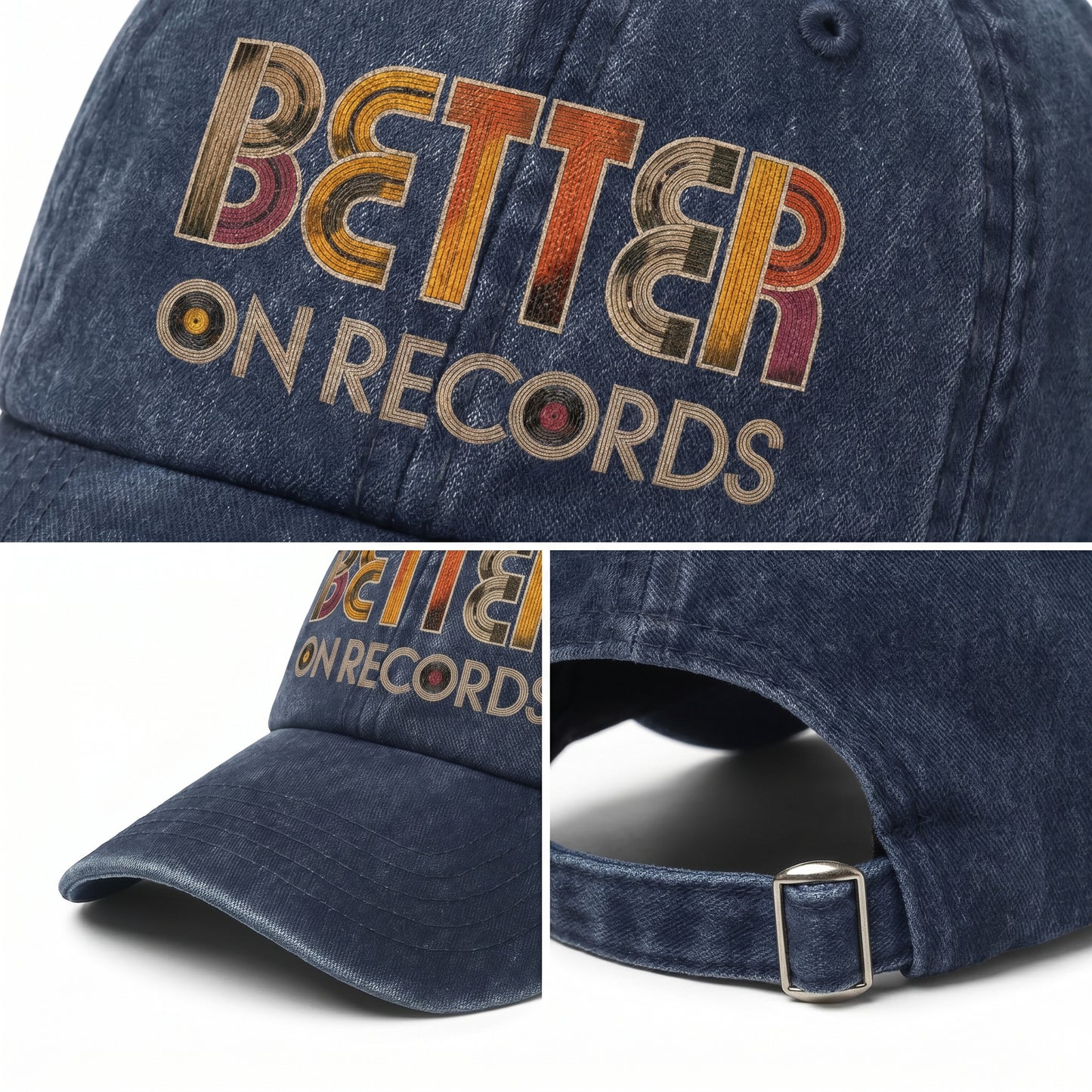 "Better On Records" Vinyl Music Washed Cap