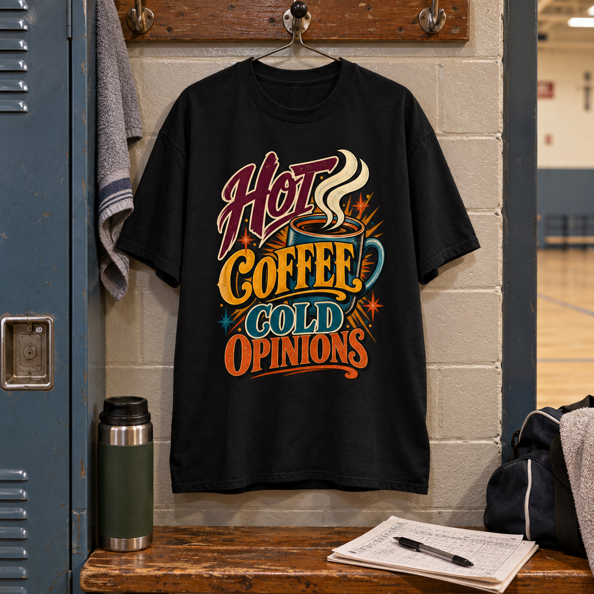 "Hot Coffee. Cold Opinions" Vintage T-Shirt