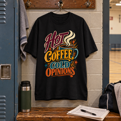 "Hot Coffee. Cold Opinions" Vintage T-Shirt