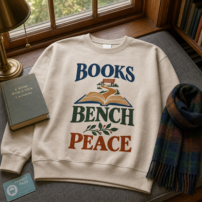 "Books Bench Peace" Vintage Sweatshirt