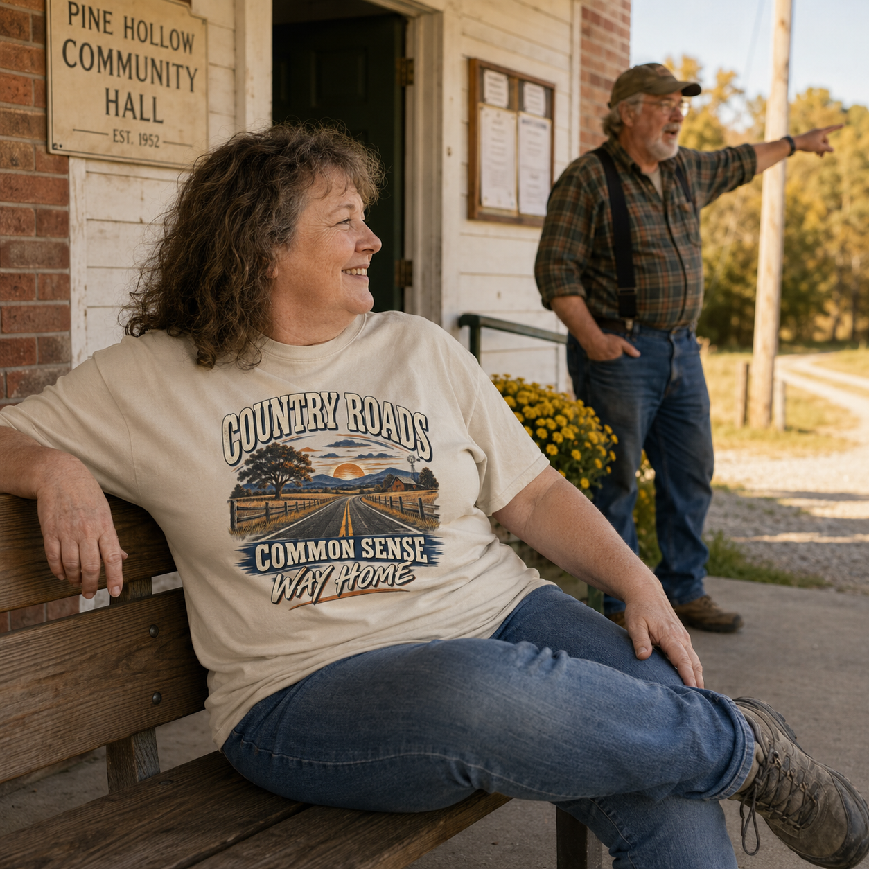 "Country Roads. Common Sense. Way Home" Vintage T-Shirt