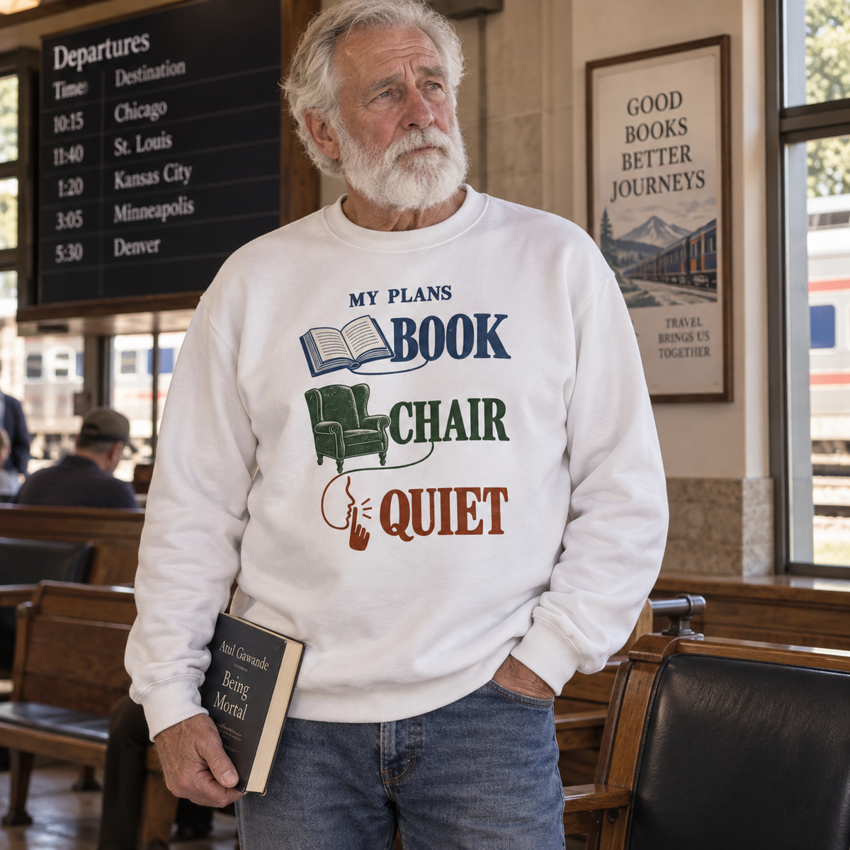 "My Plans Book Chair Quiet" Vintage Sweatshirt