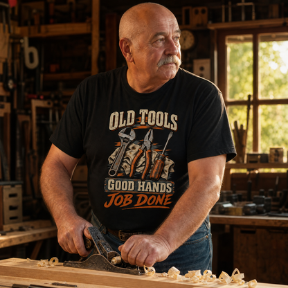 "Old Tools Good Hands Job Done" Vintage T-Shirt