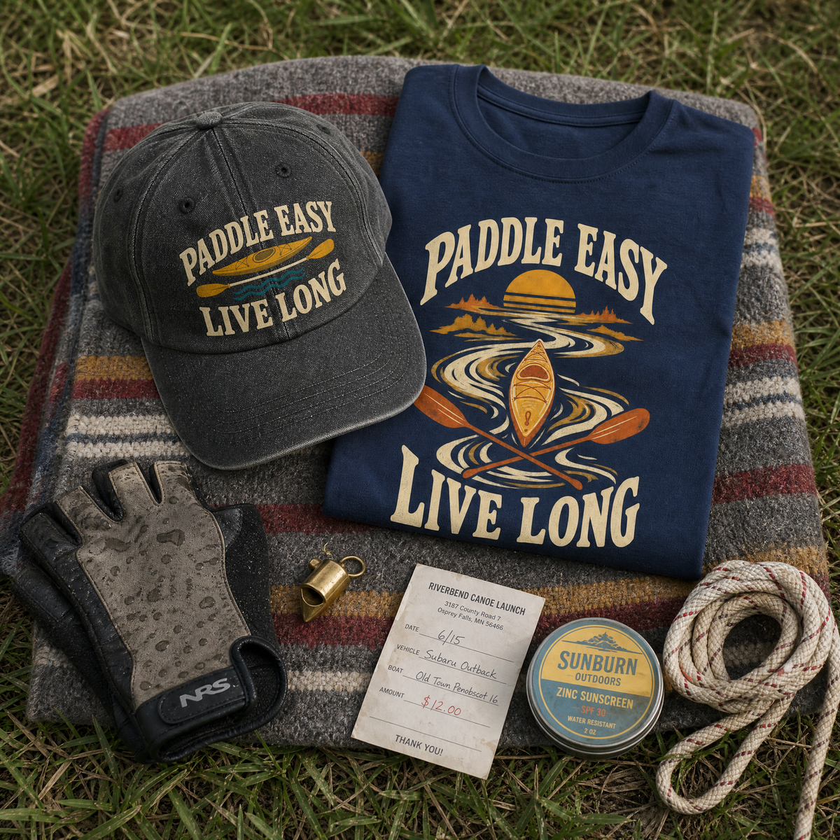 "Paddle Easy. Live Long" Vintage Washed Cap
