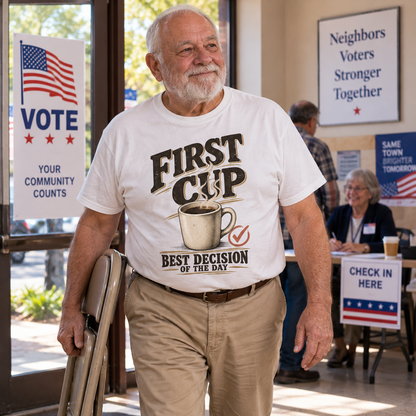 "First Cup. Best Decision Of The Day" Vintage T-Shirt