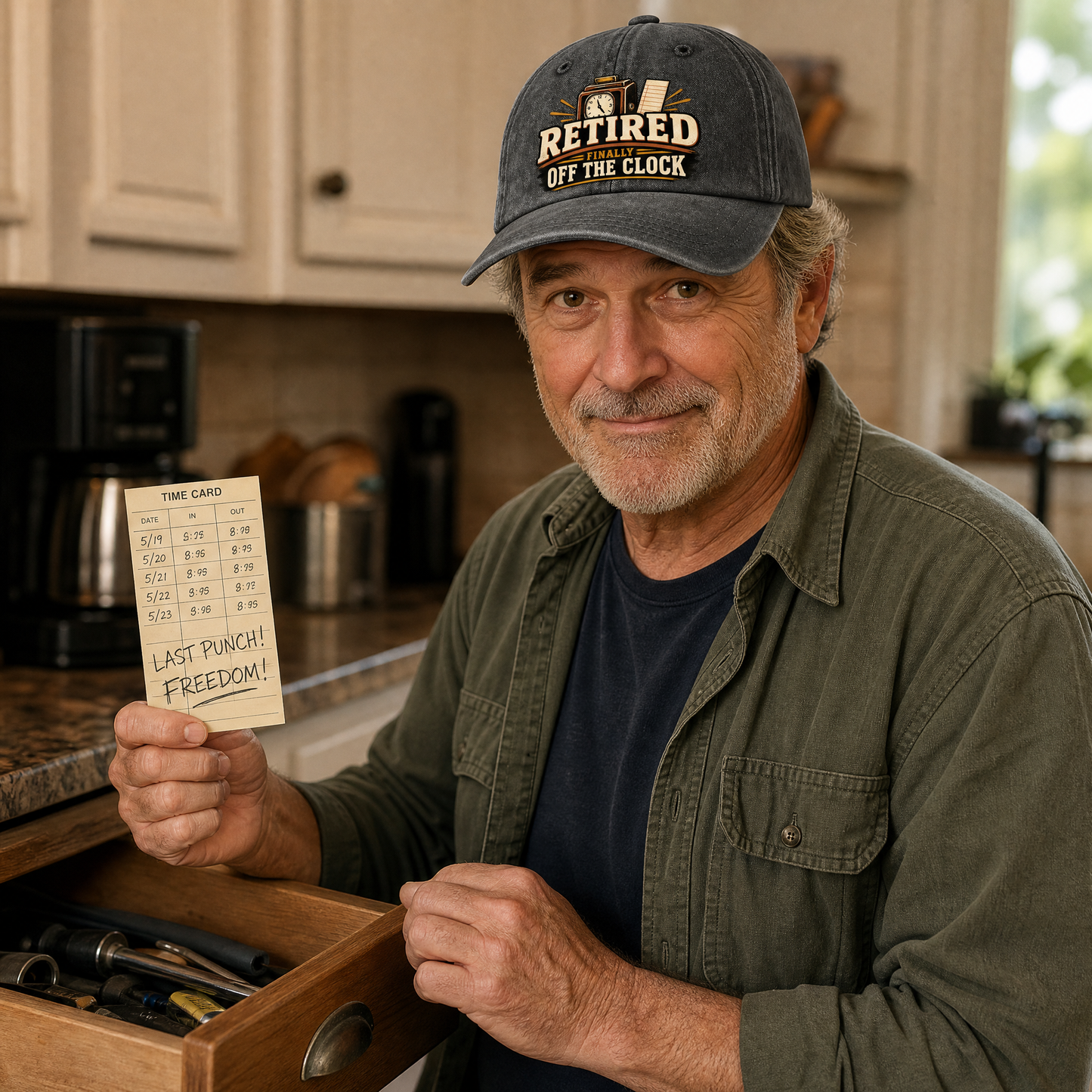 "Retired. Finally Off The Clock" Vintage Washed Cap
