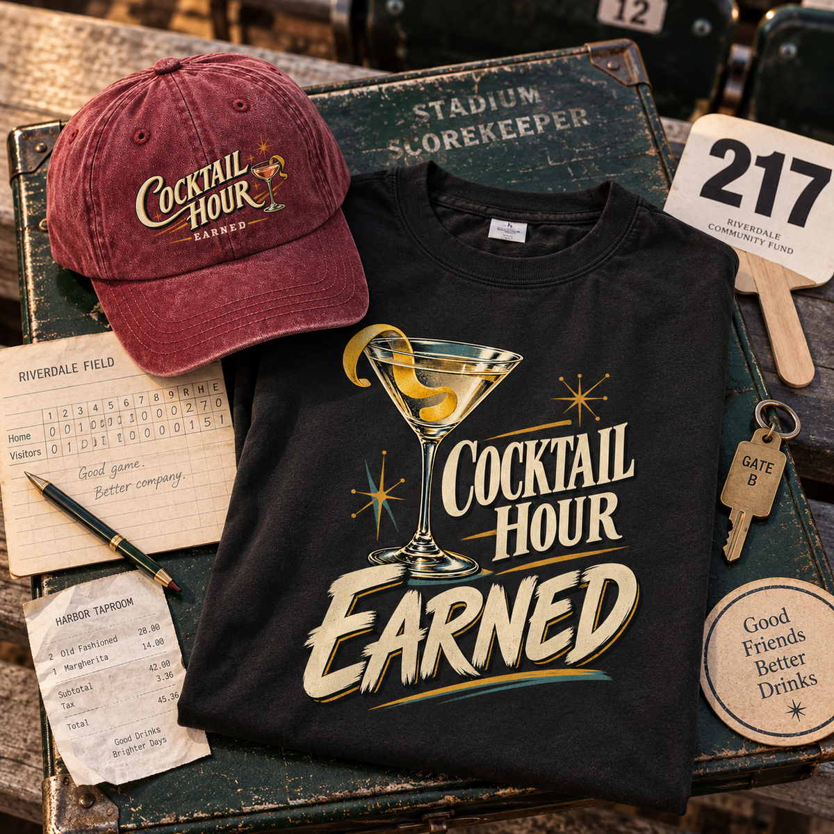 "Cocktail Hour Earned" Vintage Washed Cap