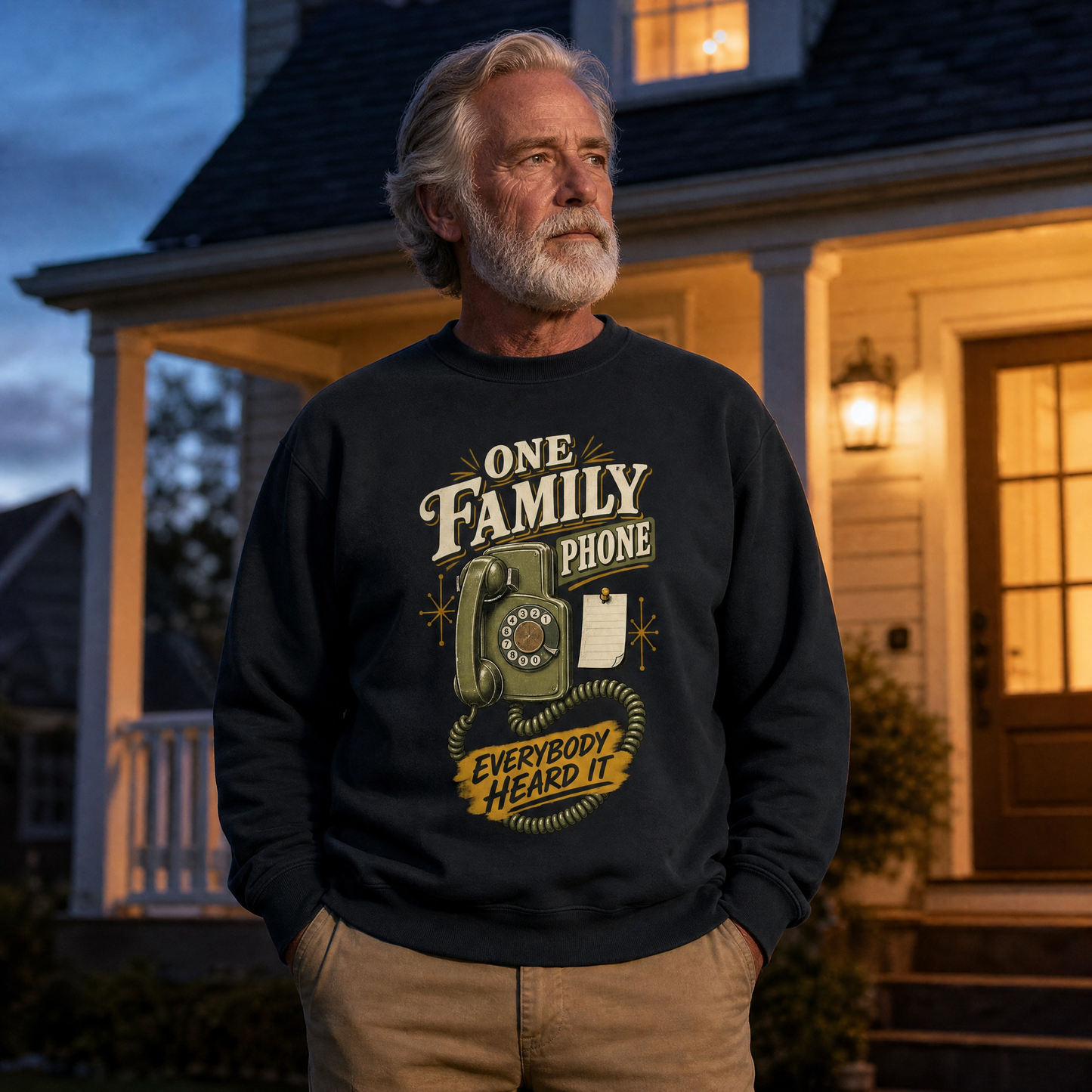 "One Family Phone. Everybody Heard It" Vintage Sweatshirt