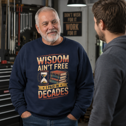 "Wisdom Ain’t Free. I Paid in Decades" Vintage Sweatshirt
