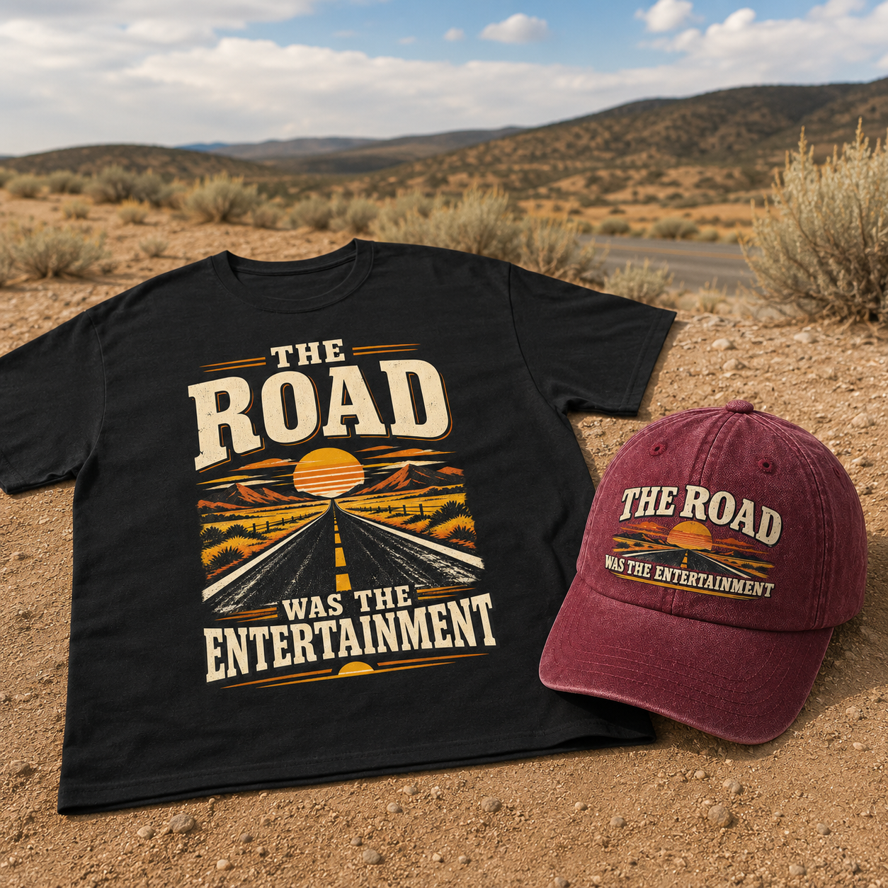 "The Road Was The Entertainment" Vintage T-Shirt