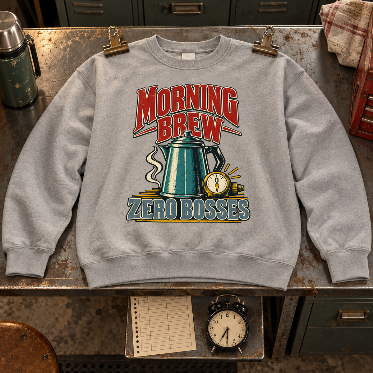 "Morning Brew. Zero Bosses" Vintage Sweatshirt