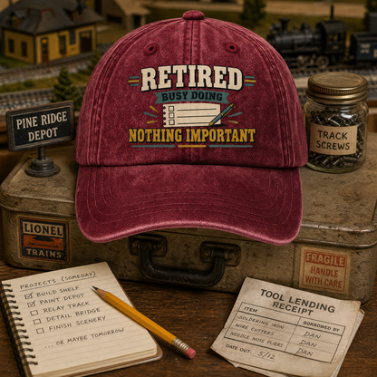 "Retired. Busy Doing Nothing Important" Vintage Washed Cap