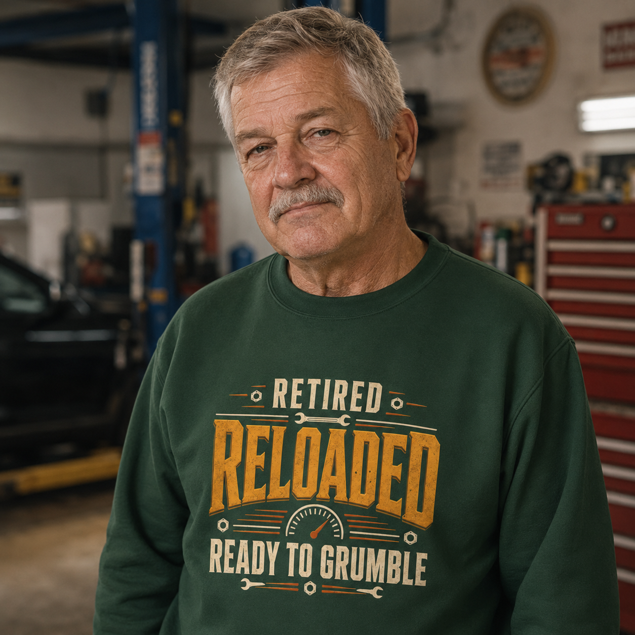 "Retired. Reloaded. Ready to Grumble" Vintage Sweatshirt