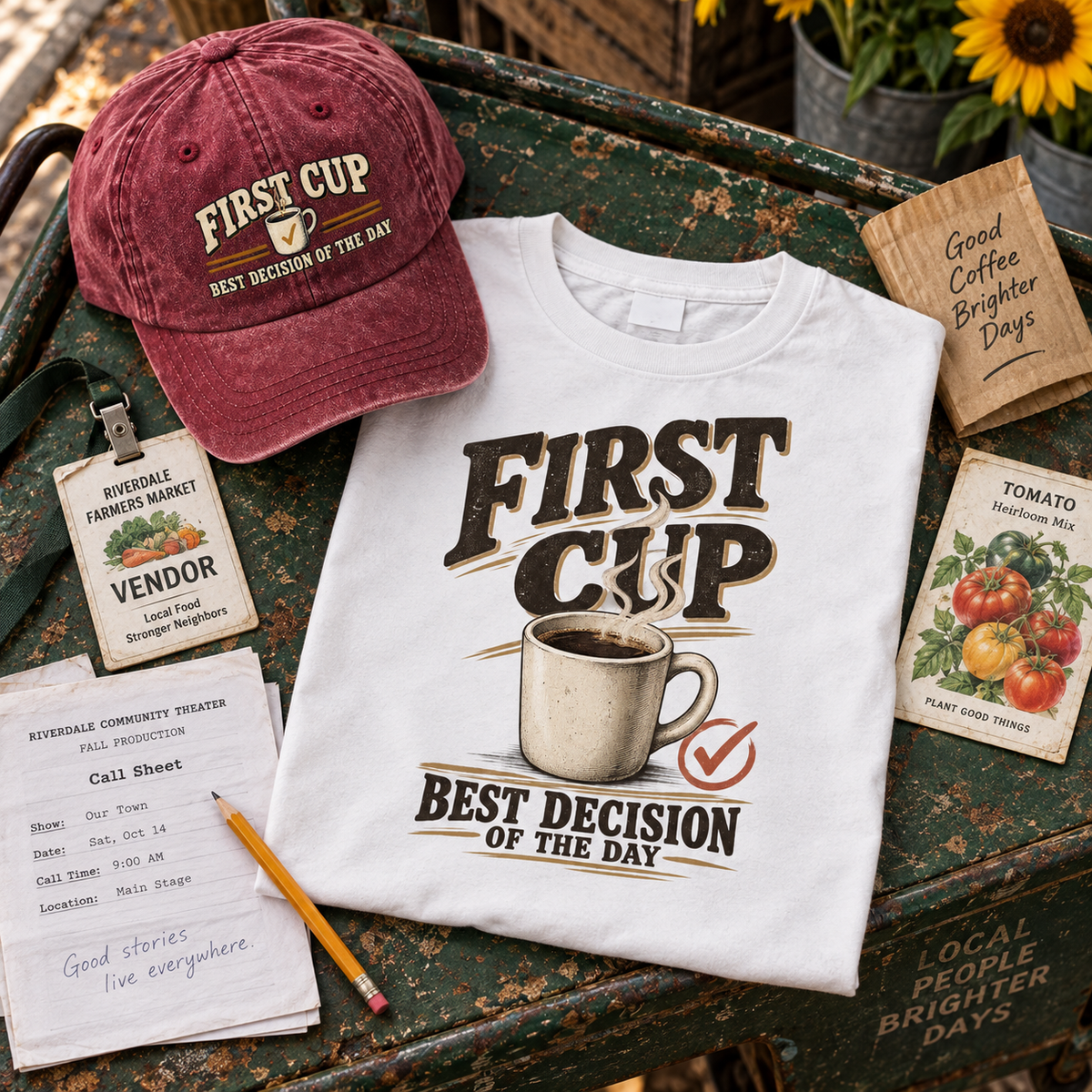 "First Cup. Best Decision Of The Day" Vintage Washed Cap