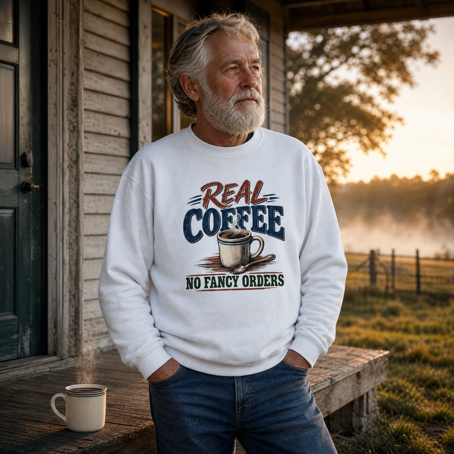 "Real Coffee. No Fancy Orders" Vintage Sweatshirt
