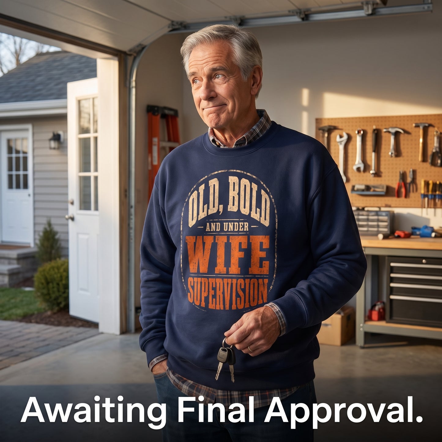 "Old, Bold and Under Wife Supervision" Funny Vintage Sweatshirt