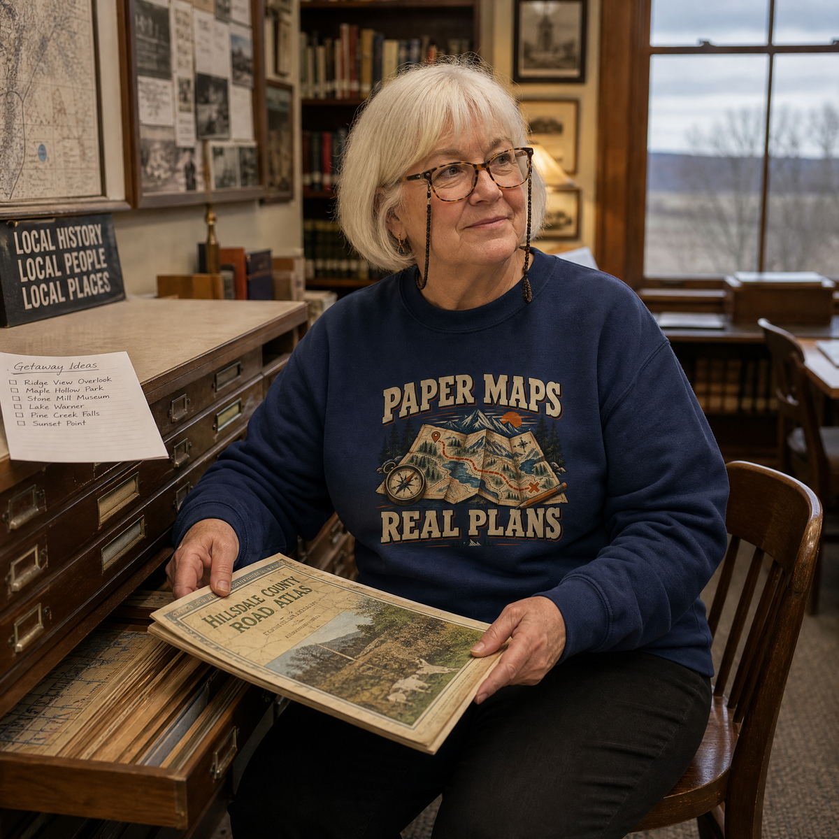 "Paper Maps. Real Plans" Vintage Sweatshirt