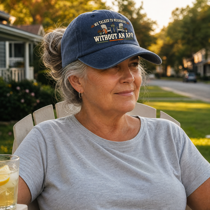 "We Talked To Neighbors Without An App" Vintage Washed Cap