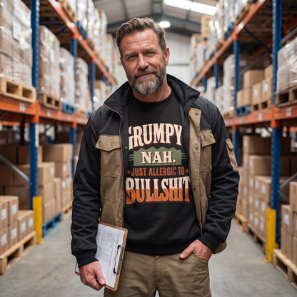 "Grumpy Nah. Just Allergic to BS" Funny No-Nonsense Vintage Sweatshirt