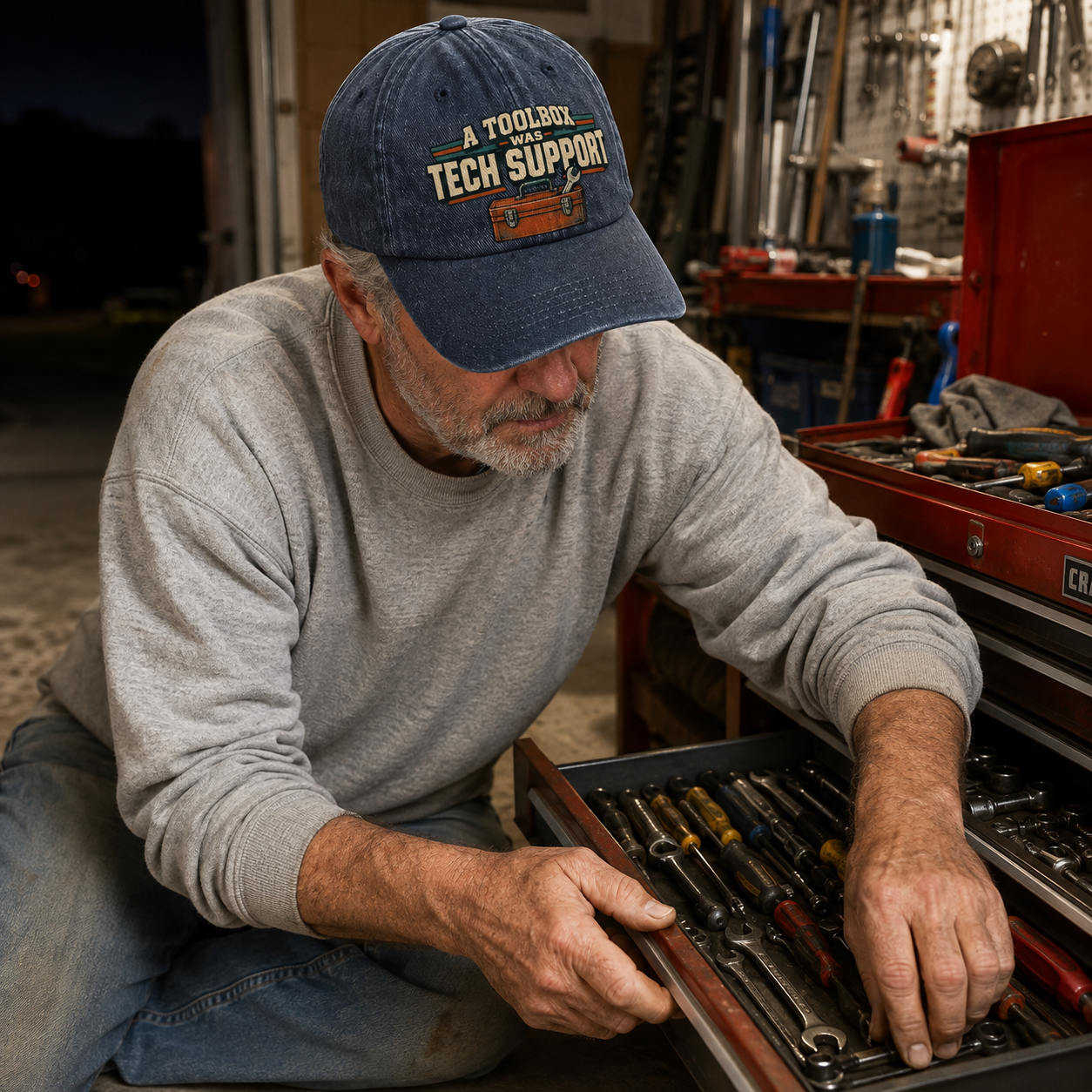 "A Toolbox Was Tech Support" Vintage Washed Cap