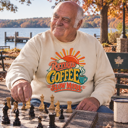"Retired. Coffee Slow Mode" Vintage Sweatshirt