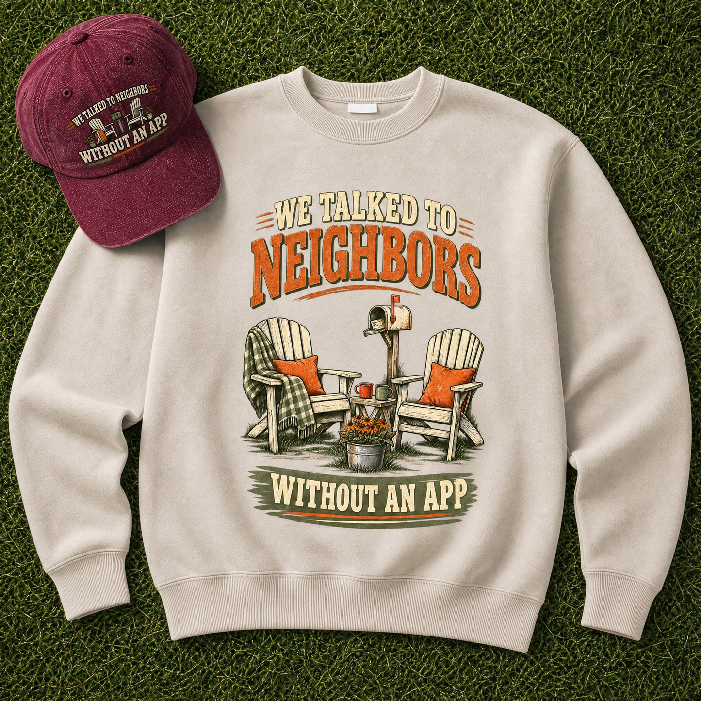 "We Talked To Neighbors Without An App" Vintage Sweatshirt