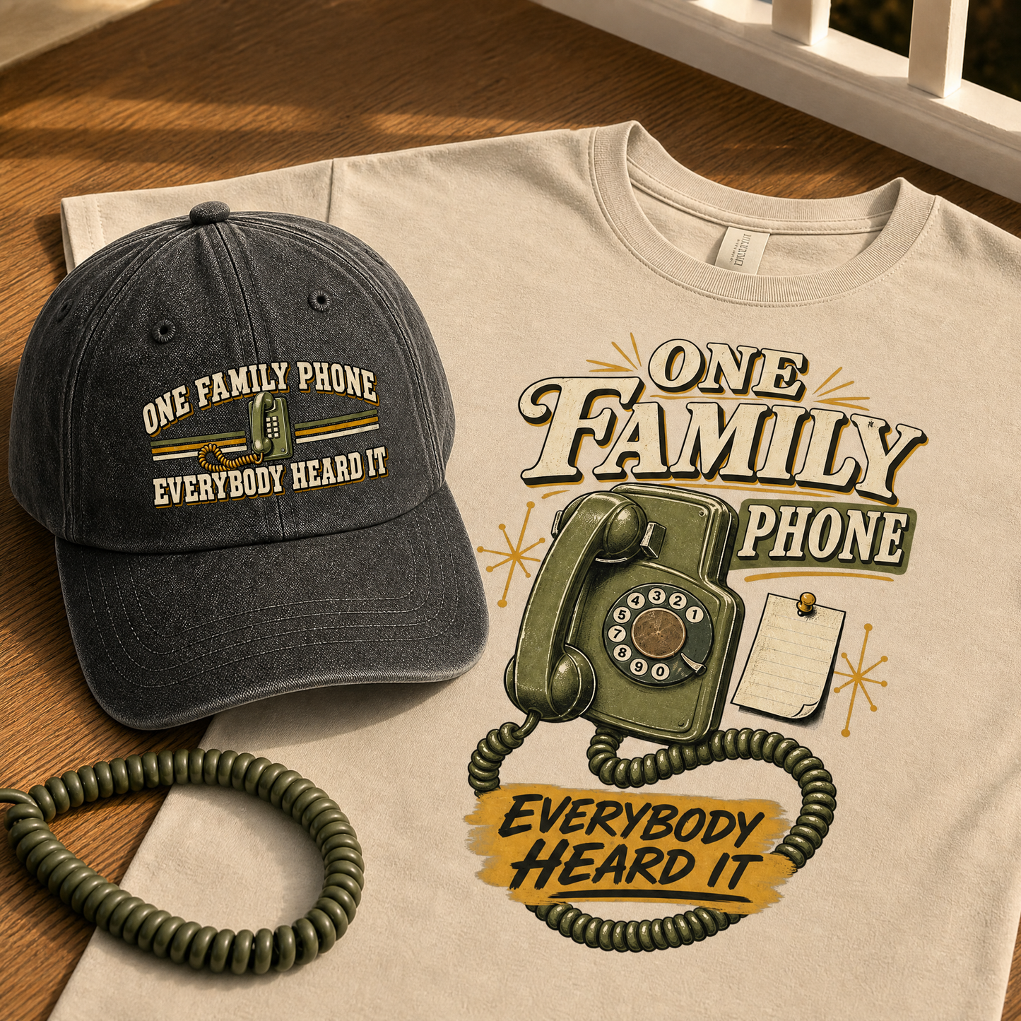 "One Family Phone. Everybody Heard It" Vintage Washed Cap