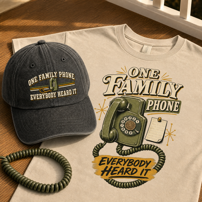 "One Family Phone. Everybody Heard It" Vintage Washed Cap