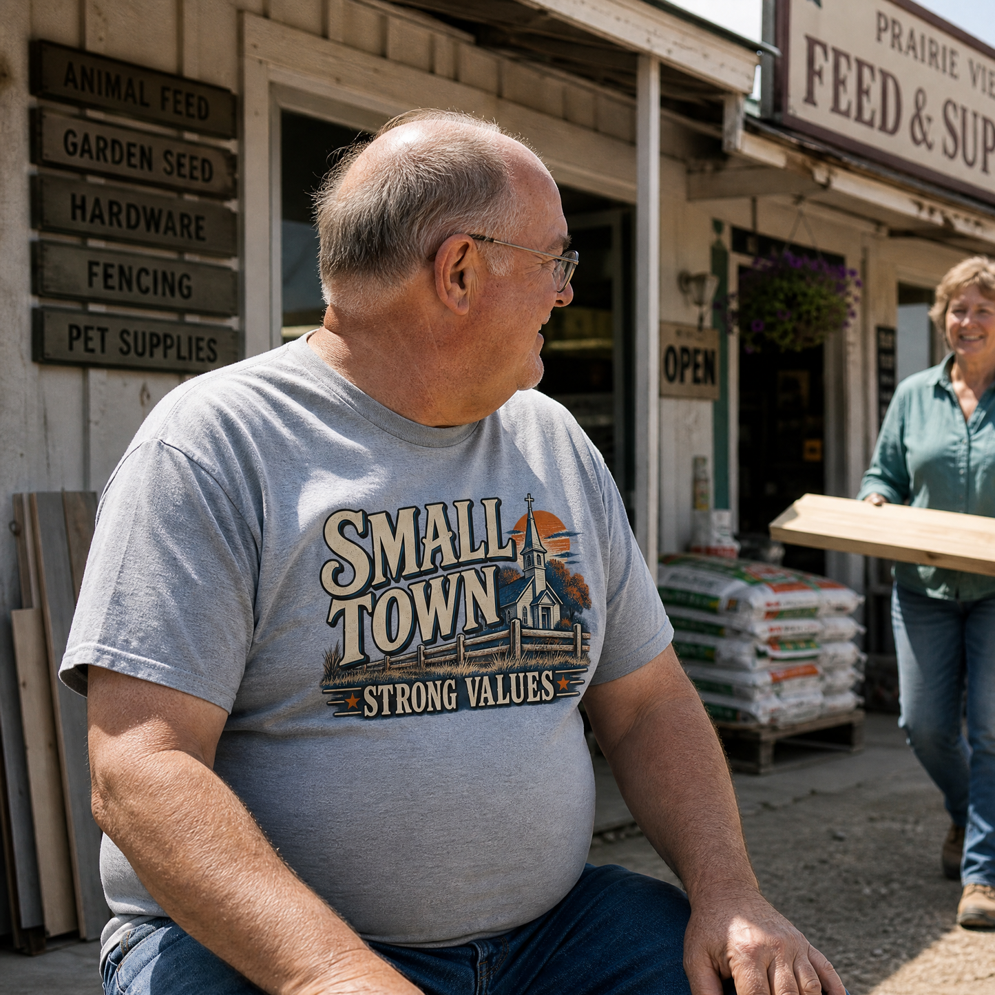 "Small Town. Strong Values" Vintage T-Shirt