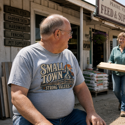 "Small Town. Strong Values" Vintage T-Shirt