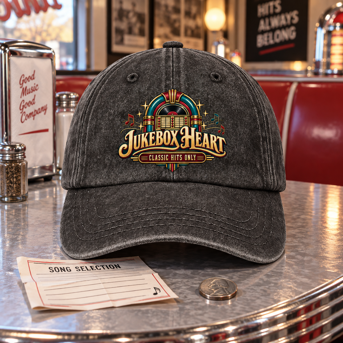 "Jukebox Heart. Classic Hits Only" Vintage Washed Cap