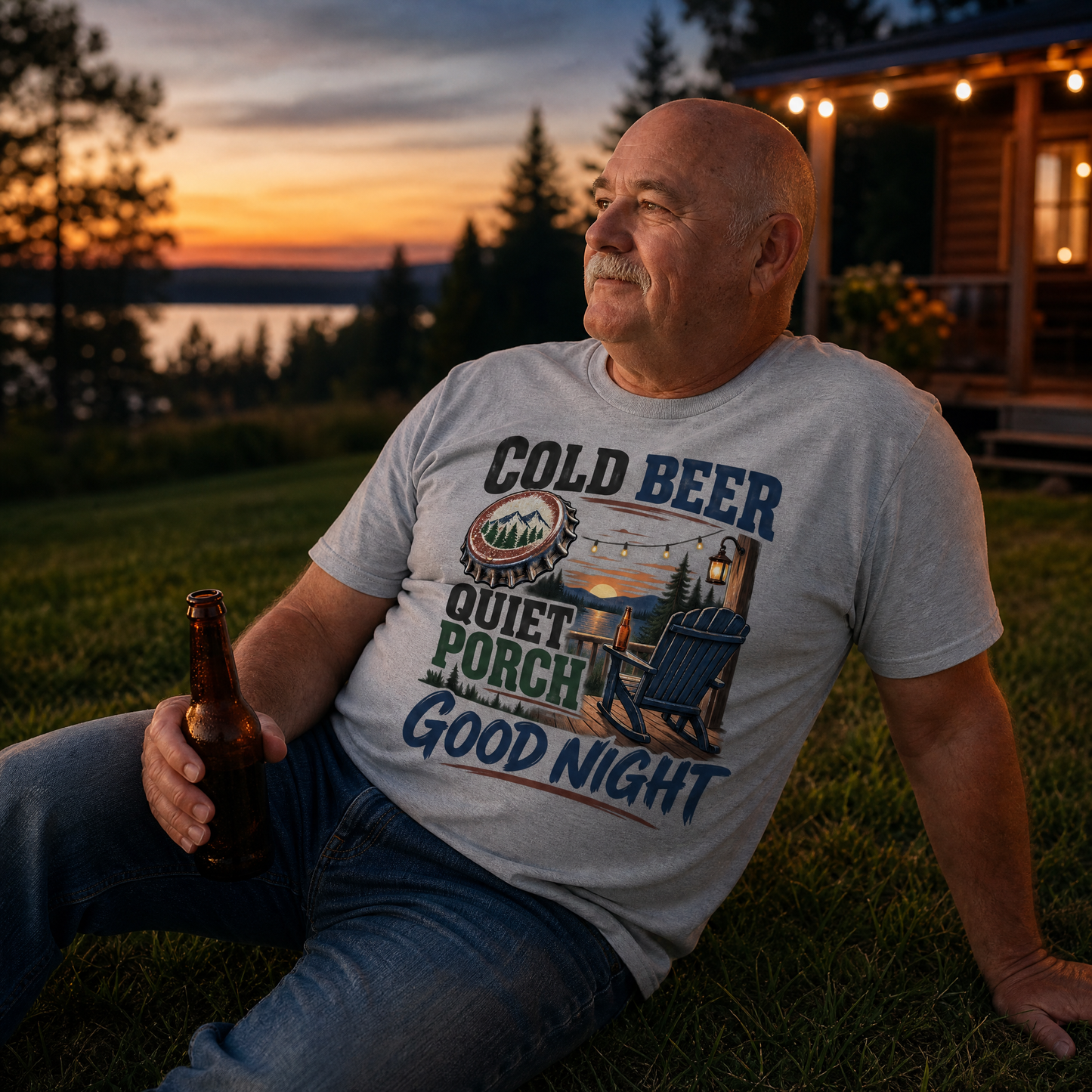 "Cold Beer. Quiet Porch. Good Night" Vintage T-Shirt