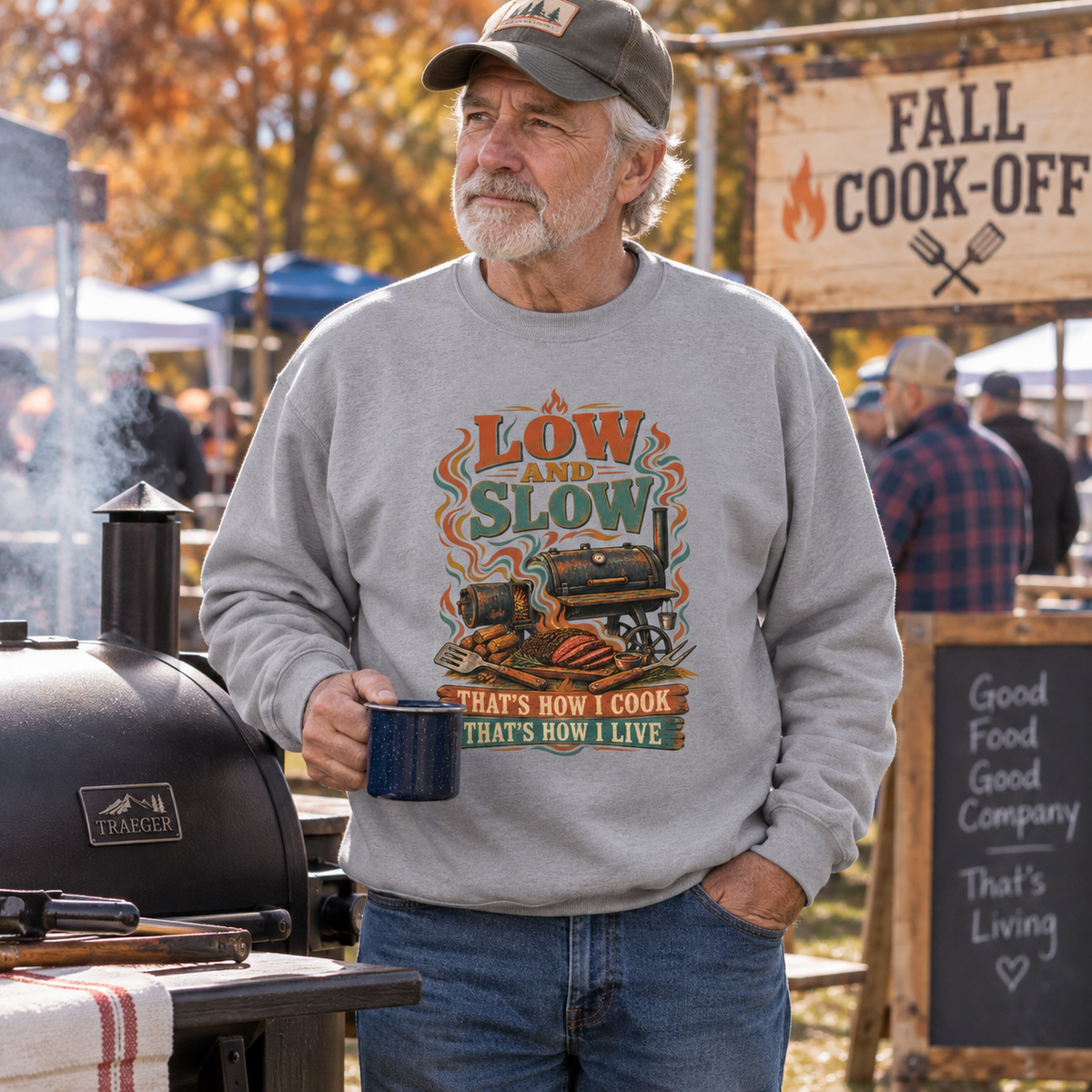 "Low And Slow. That’s How I Cook. That’s How I Live" Vintage Sweatshirt