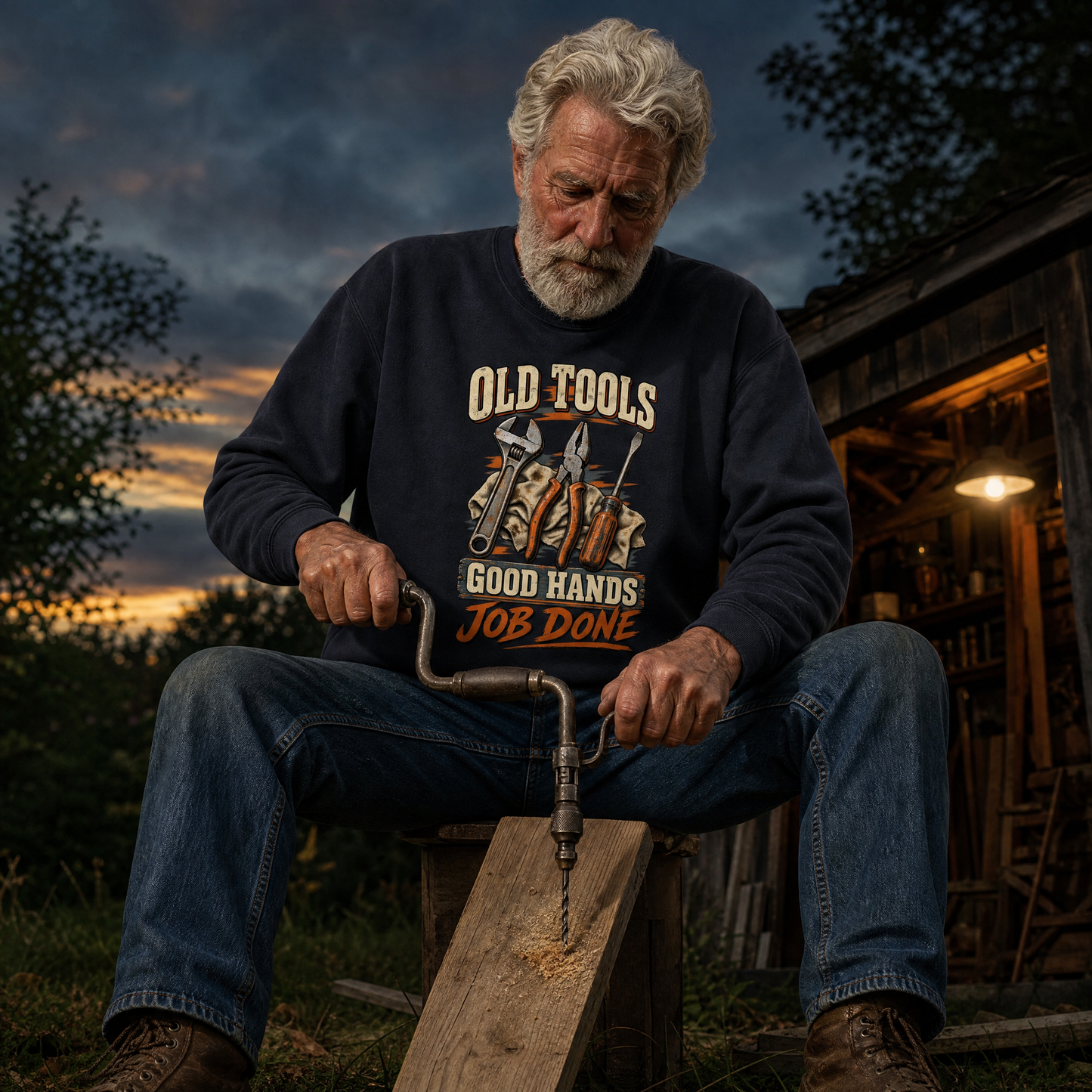 "Old Tools Good Hands Job Done" Vintage Sweatshirt