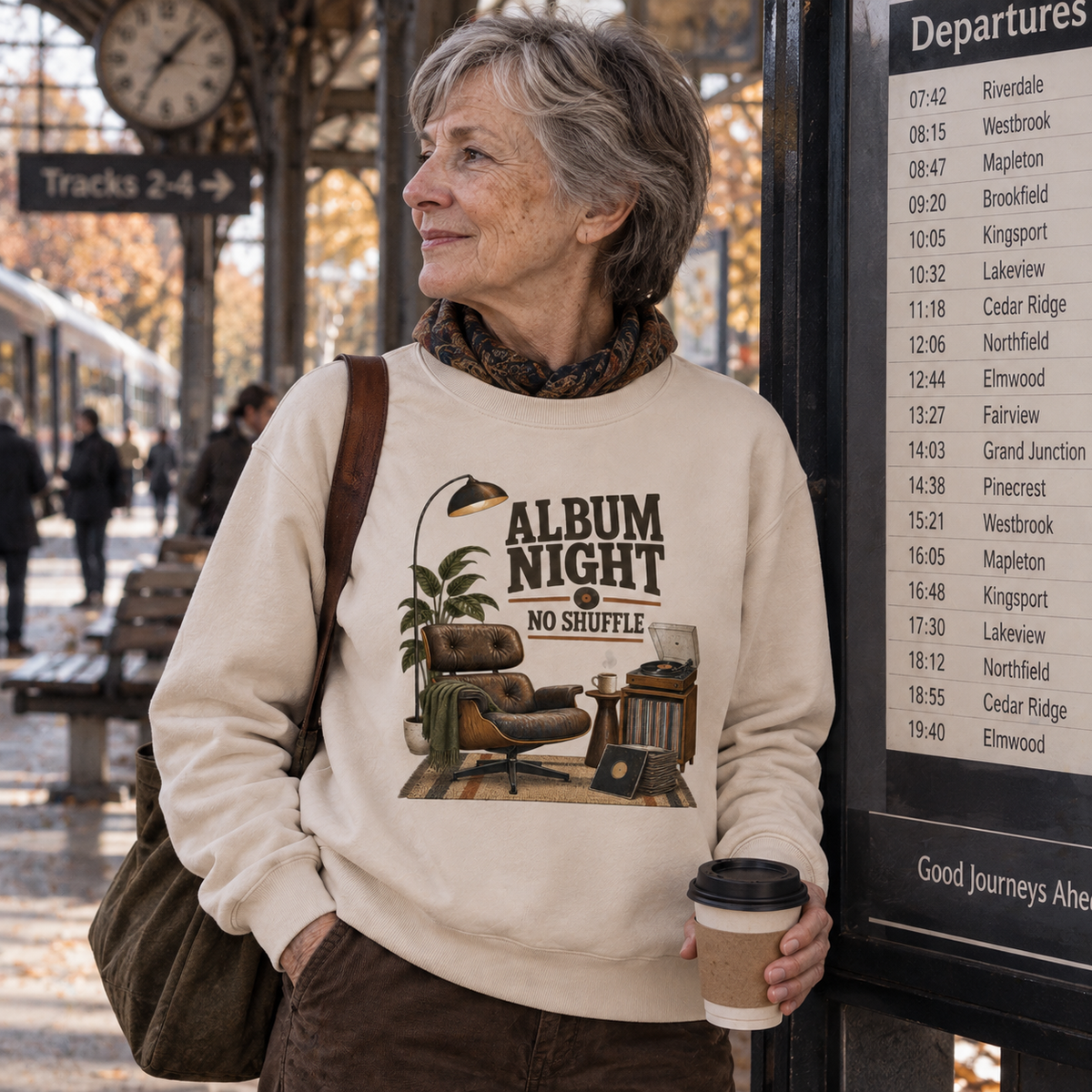 "Album Night. No Shuffle" Vintage Sweatshirt