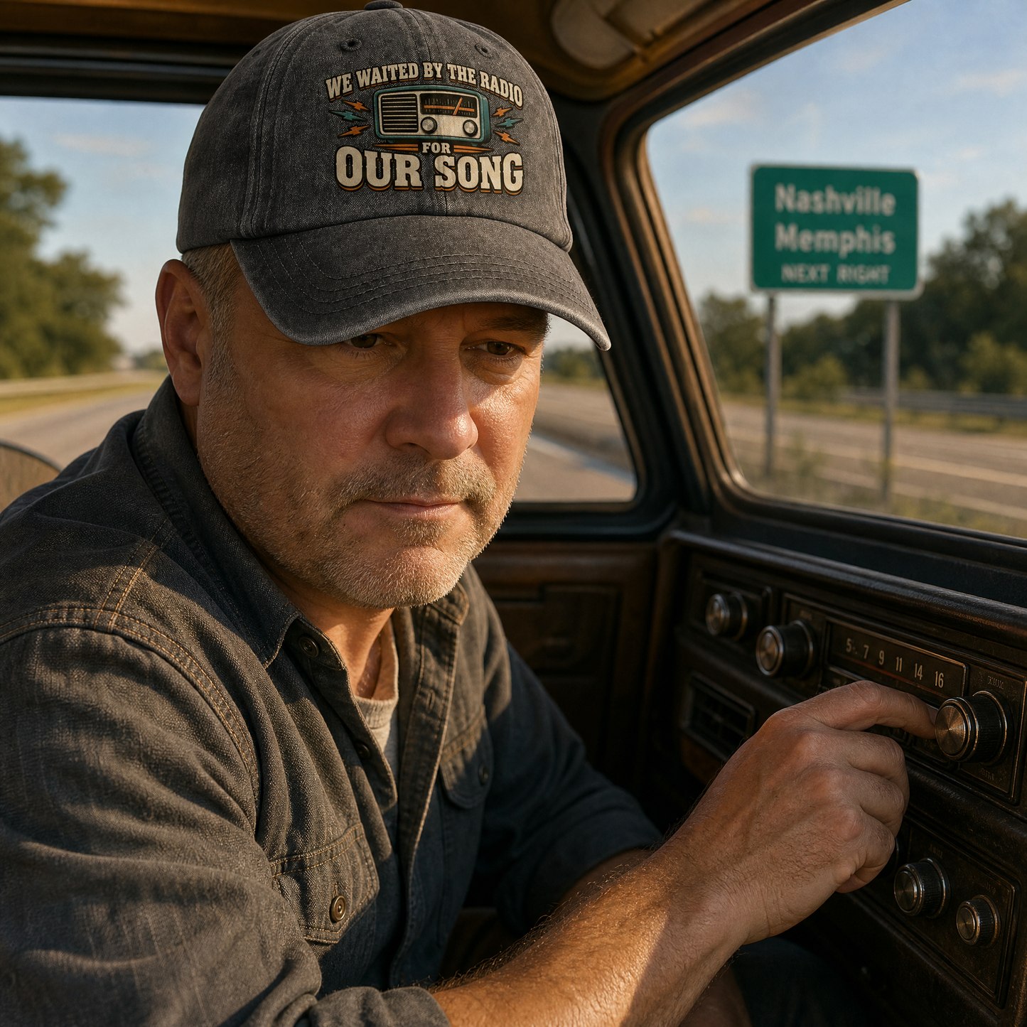 "We Waited By The Radio For Our Song" Vintage Washed Cap