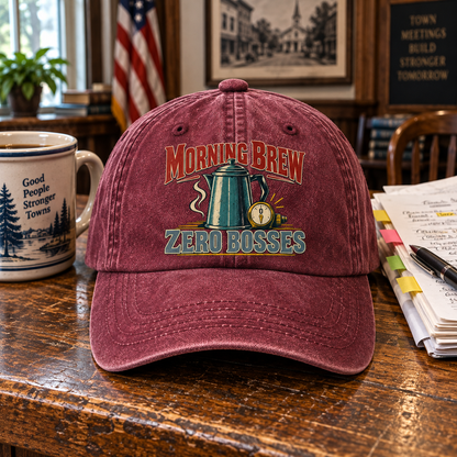 "Morning Brew. Zero Bosses" Vintage Washed Cap