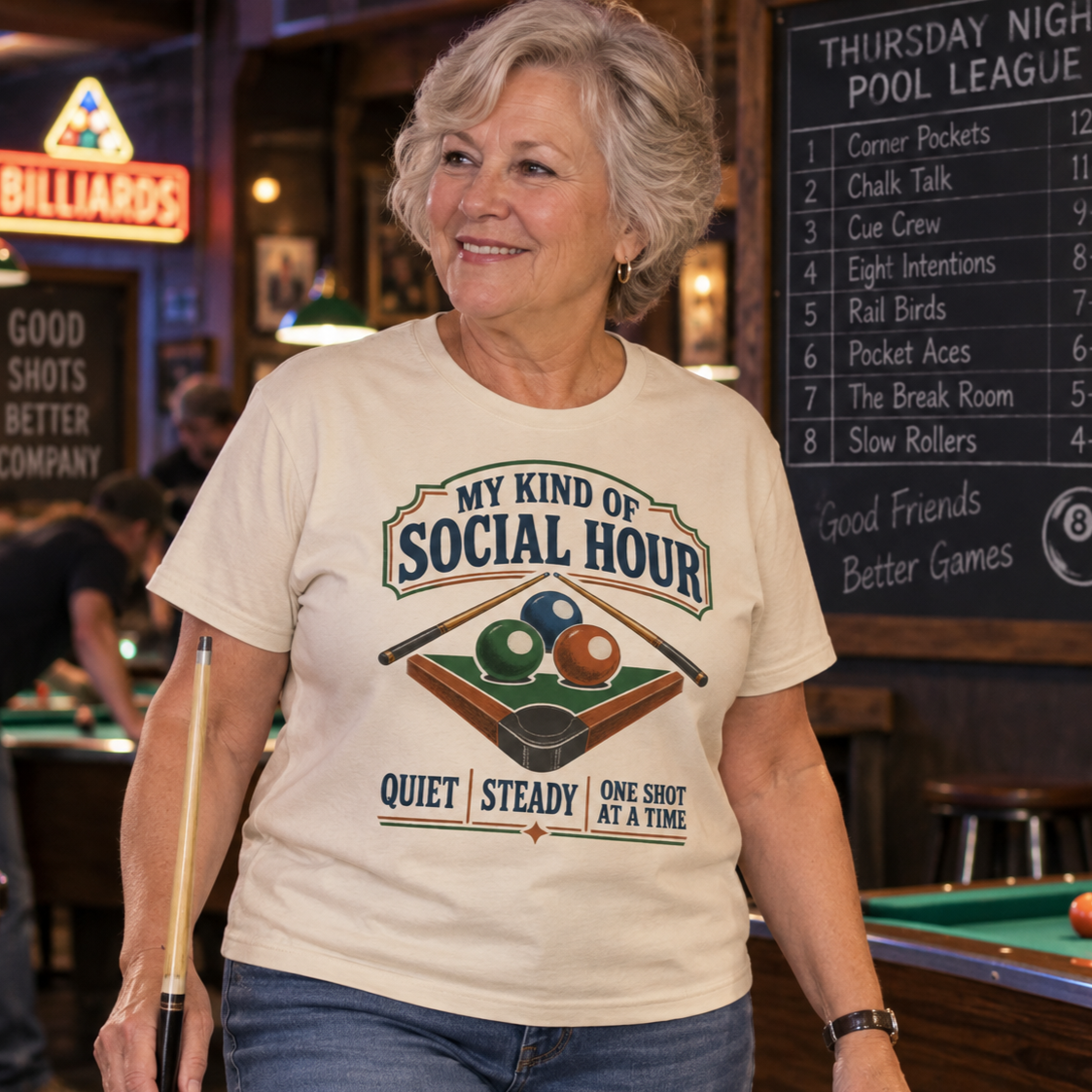 "My Kind Of Social Hour. Quiet Steady One Shot At A Time" Vintage T-Shirt