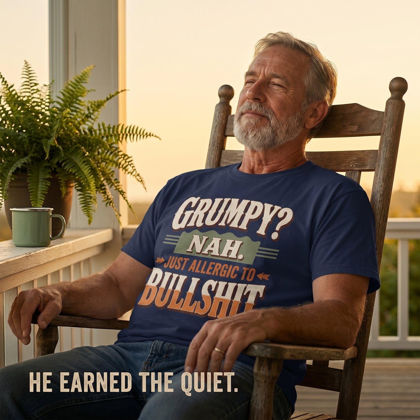 "Grumpy? Nah. Just Allergic to BS" Funny No-Nonsense Vintage T-Shirt